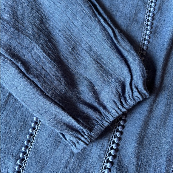 NWOT Bohemian Embroidered Balloon Sleeve Blue Counterparts Blouse | Women’s XL - Picture 6 of 14